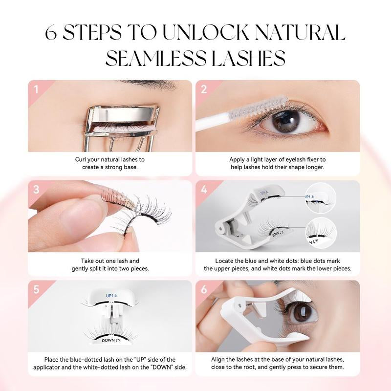 Wosado Soft Magnetic Eyelashes All-In-One Box, Reusable, Glue-Free, Waterproof, Lightweight, Natural Style Makeup Cosmetic