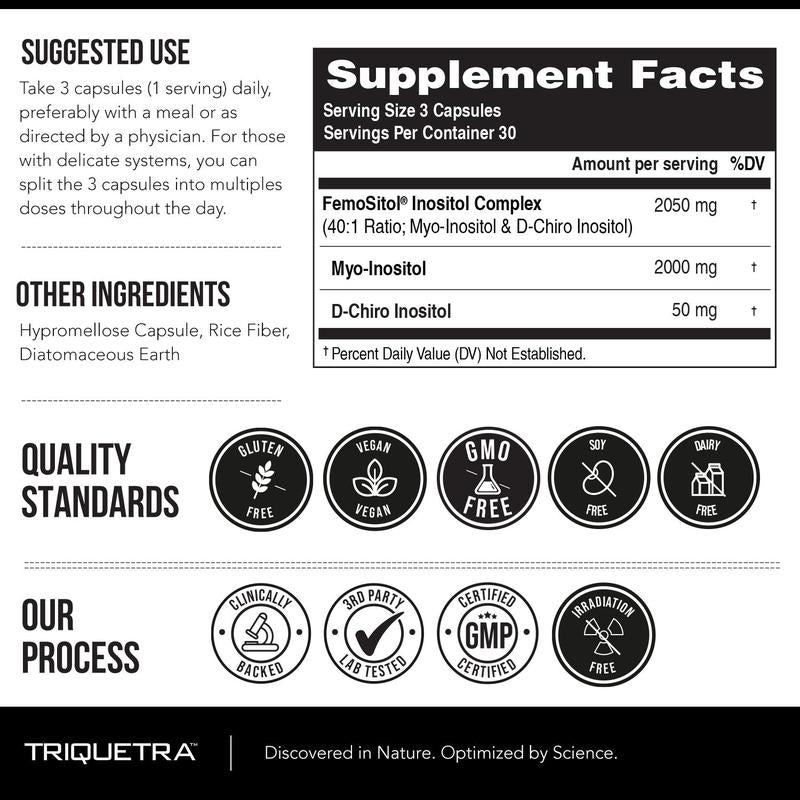 Femositol by Triquetra | Inositol Supplement | Myo-Inositol & D-Chiro Inositol Complex | Clinically Validated 40:1 Ratio Healthcare Healthy