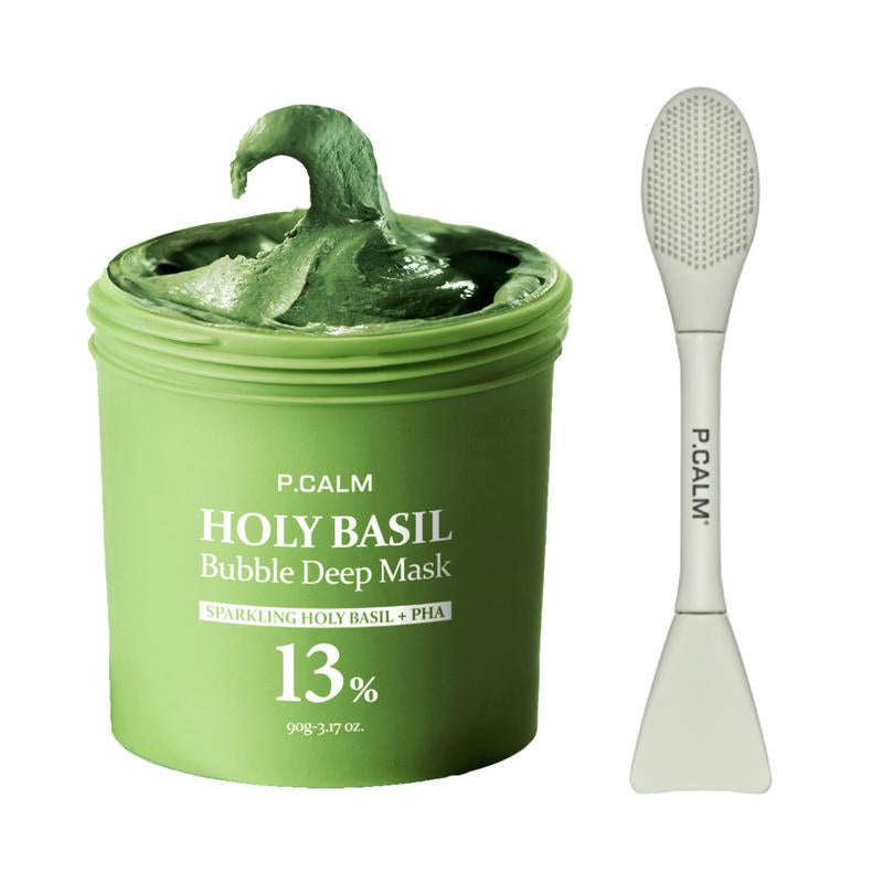 [P.CALM Official] Holy Basil Bubble Deep Mask 13% - Sparkling Holy Basil & PHA for Cleansing Pores & Blackheads Korean Clay Bubble Wash off Pack 90G
