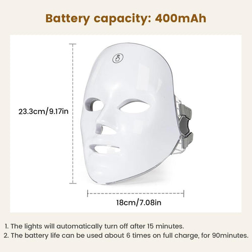 Red Light Therapy, 7 Color LED Light Face Mask, Photon Skin Rejuvenation for Daily Care, Cordless, Rechargeable, Ideal Gift for Women, Summer Gift Skincare Facial