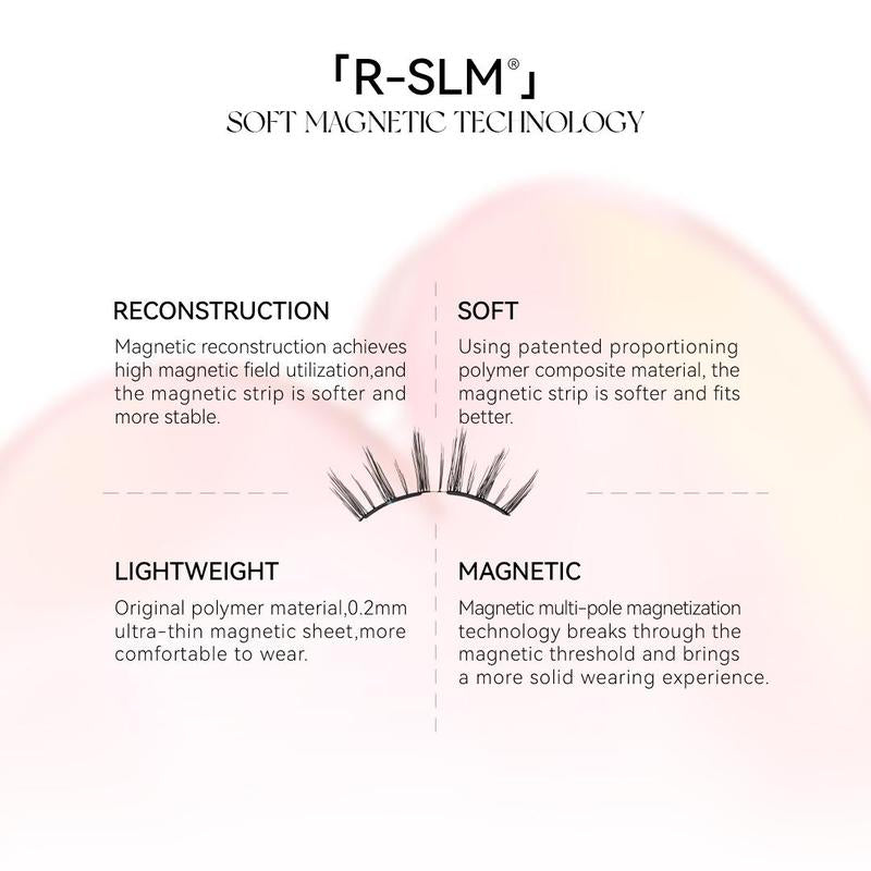 Wosado Soft Magnetic Eyelashes All-In-One Box, Reusable, Glue-Free, Waterproof, Lightweight, Natural Style Makeup Cosmetic