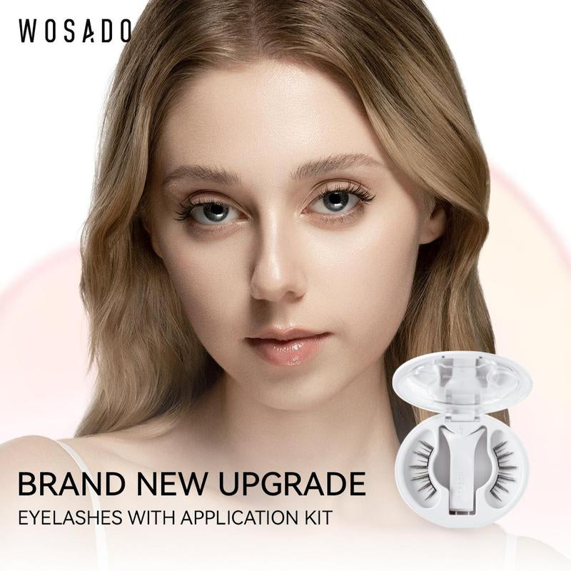 Wosado Soft Magnetic Eyelashes All-In-One Box, Reusable, Glue-Free, Waterproof, Lightweight, Natural Style Makeup Cosmetic