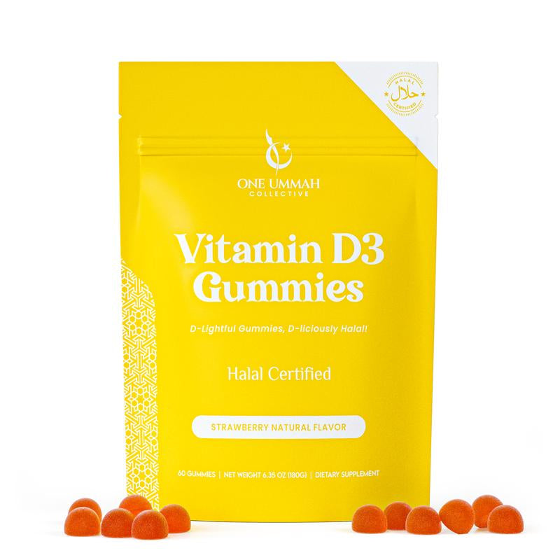 Halal Certified Vitamin D3 Gummies 2000 IU - Sugar-Free, Vegan, & High Absorption - Cholecalciferol Supplement - Tasty Gummies for Adults