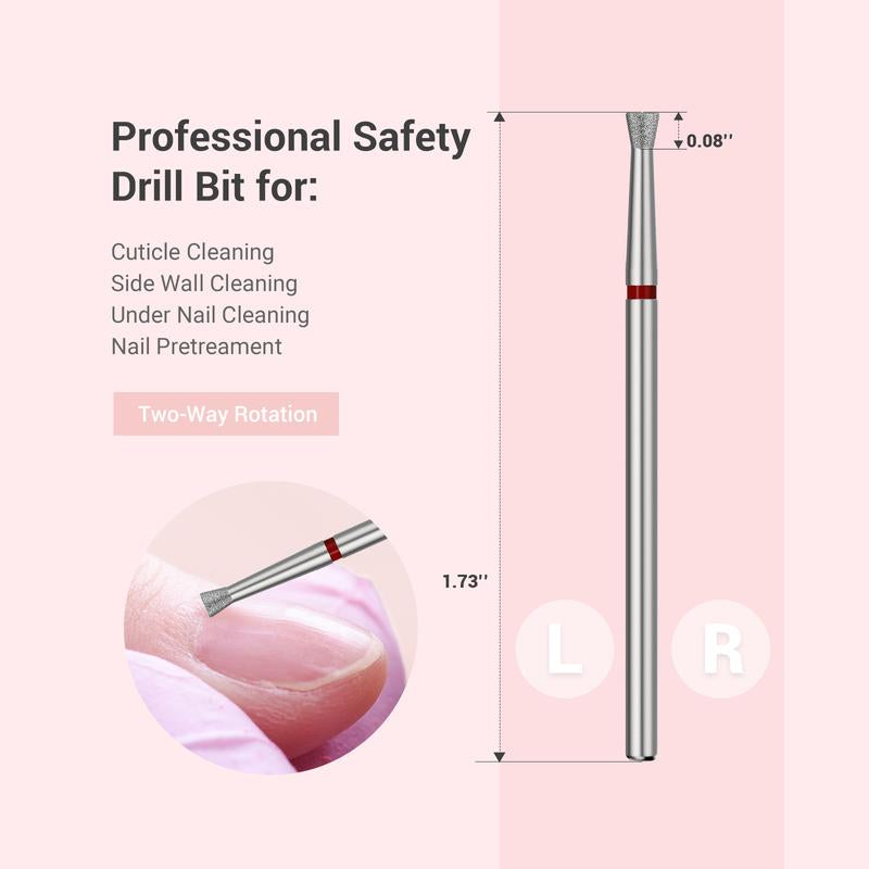 Melodysusie 6.7Mm Inverted Tapered Cuticle Clean Nail Drill Bit - Tungsten Carbide, 0.08Mm Depth, Two-Way Rotation for Nail Bed and Cuticle Care