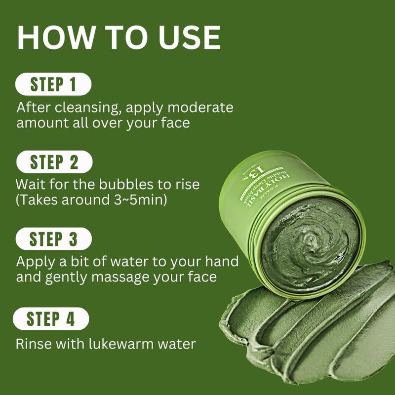 [P.CALM Official] Holy Basil Bubble Deep Mask 13% - Sparkling Holy Basil & PHA for Cleansing Pores & Blackheads Korean Clay Bubble Wash off Pack 90G