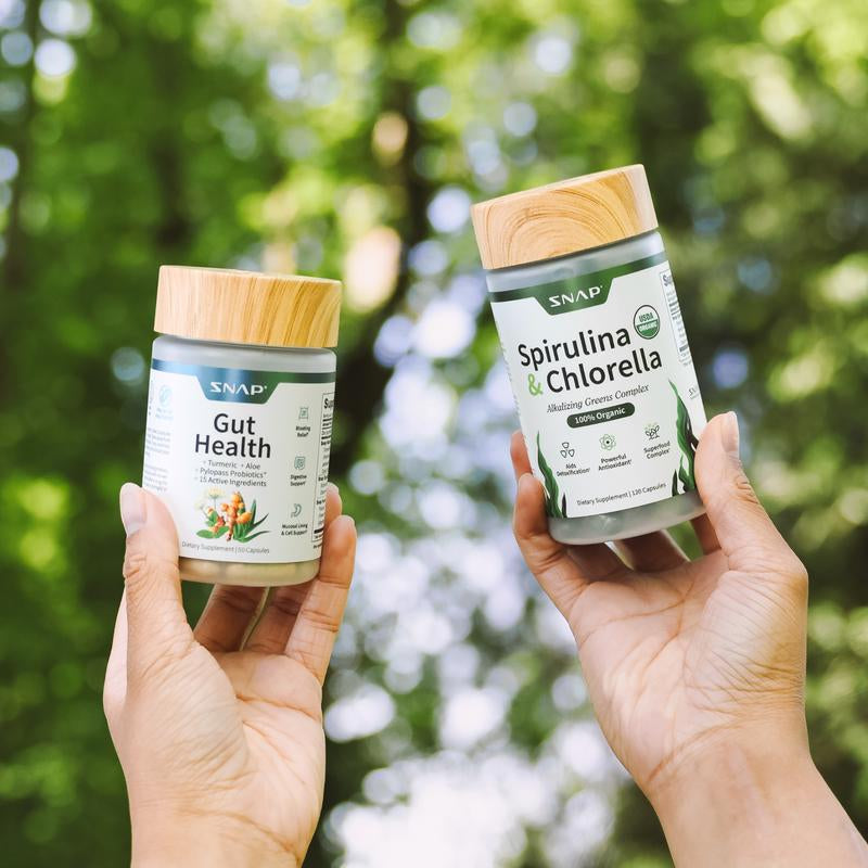 Gut Health Bundle - Snap Supplements - Gut Health + Spirulina & Chlorella - Natural Supplement Bundle Prebiotics Probiotics Dietary