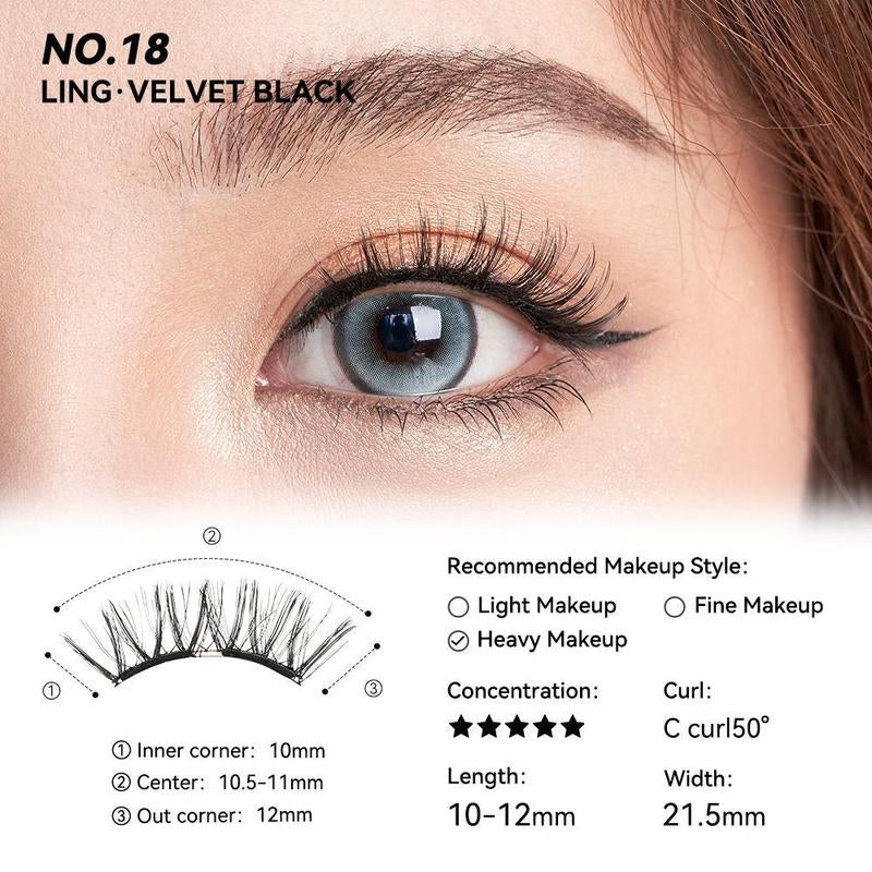 Wosado Soft Magnetic Eyelashes All-In-One Box, Reusable, Glue-Free, Waterproof, Lightweight, Natural Style Makeup Cosmetic