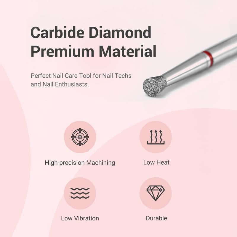 Melodysusie 6.7Mm Inverted Tapered Cuticle Clean Nail Drill Bit - Tungsten Carbide, 0.08Mm Depth, Two-Way Rotation for Nail Bed and Cuticle Care