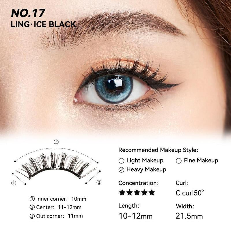 Wosado Soft Magnetic Eyelashes All-In-One Box, Reusable, Glue-Free, Waterproof, Lightweight, Natural Style Makeup Cosmetic