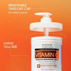 Advanced Clinicals Vitamin C Brightening Body Cream | Helps Improves Look of Dark Spots & Uneven Skin Tone, 16 Fl Oz